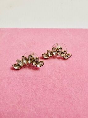 Gold Tone Crystal Ear Climber Earrings